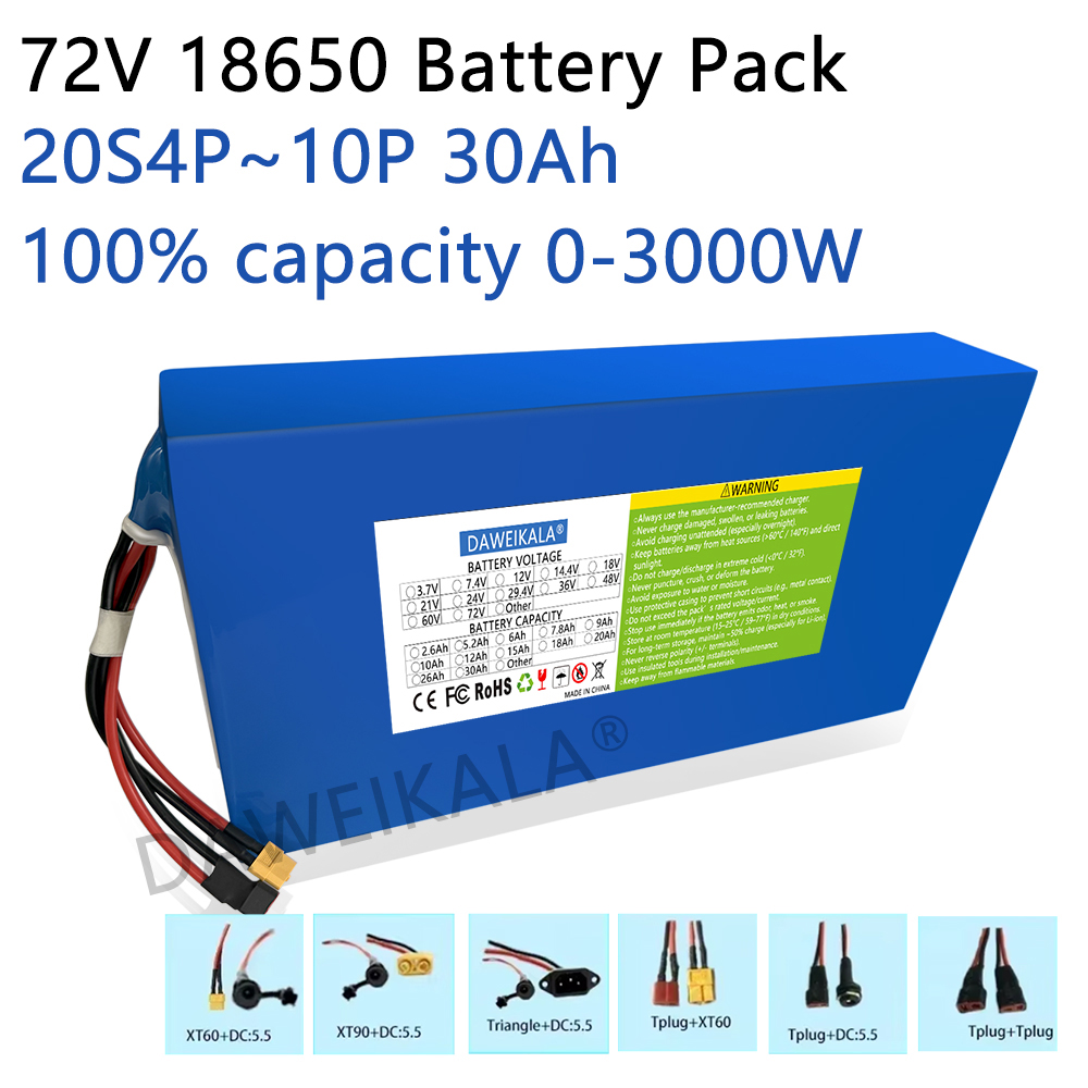 Electric Bicycle Battery 72V 30Ah - Nuevo Paquete de batería 72V 12Ah-30Ah
