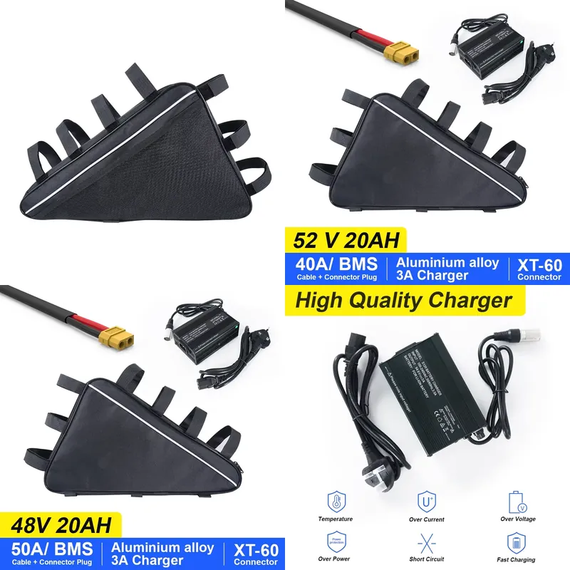 Ebike Battery 52V 20Ah Triangle Pack - Batería de Litio para Bicicleta Eléctrica