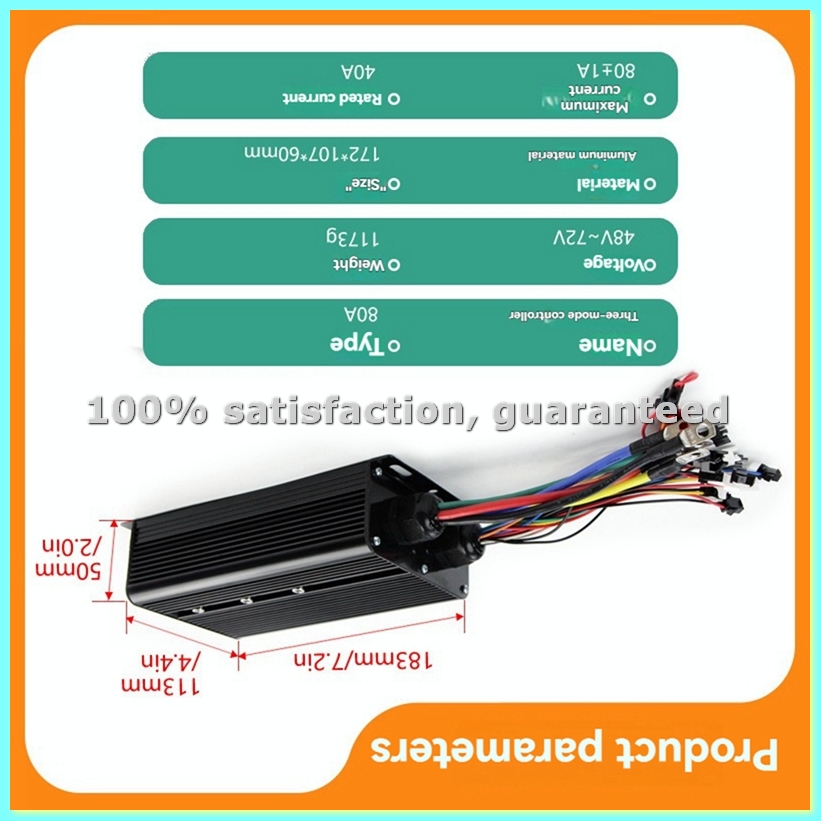 Sine Wave Controller 48V 72V 80A - Controlador de Bicicleta Eléctrica de Tres