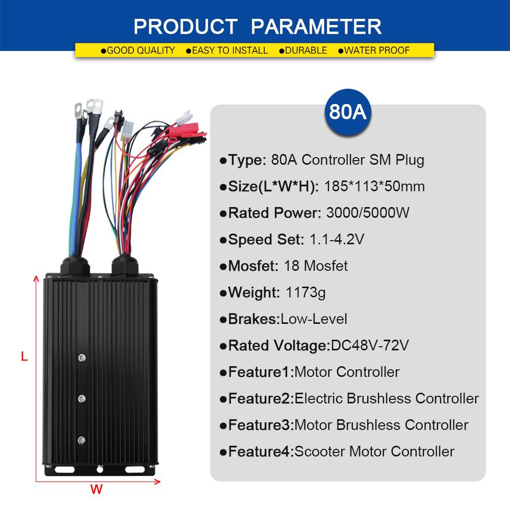 Sine Wave Controller 48V 72V 80A - Controlador de Onda Sinusoidal para Bicicleta