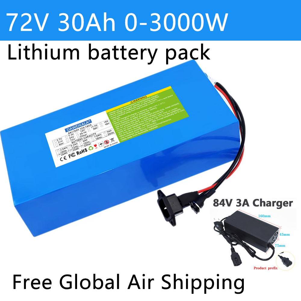 Electric Bicycle Battery 72V 30Ah - Paquete de batería 72V 12Ah-30Ah 18650