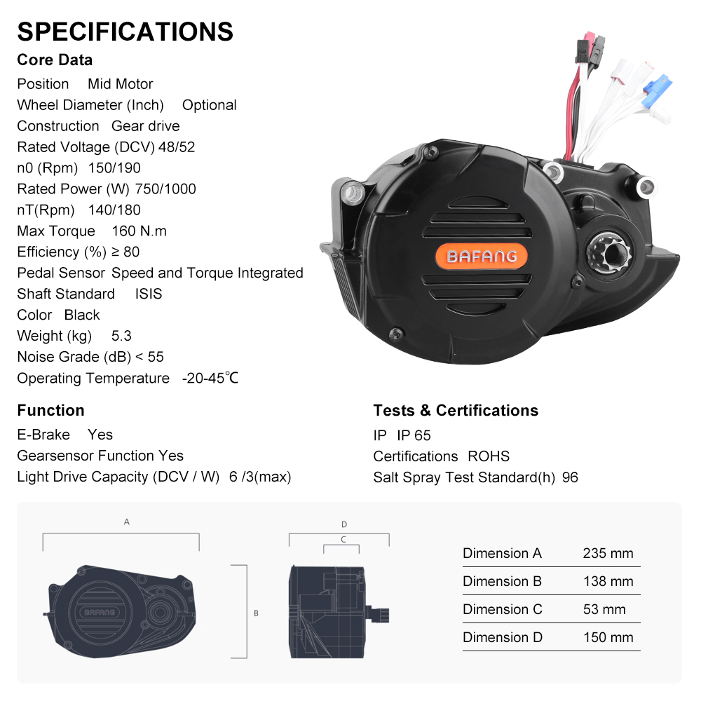 Kit de Conversión de Bicicleta - Mid Drive Motor Kit 52V 1000W reseña y precio