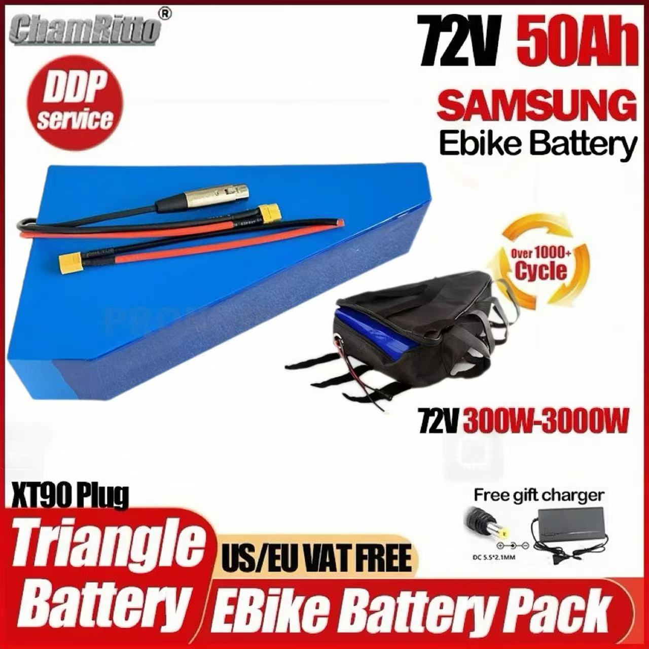 Batería triangular de litio pa - Ebike Conversion Kit 72V 3000W reseña y precio