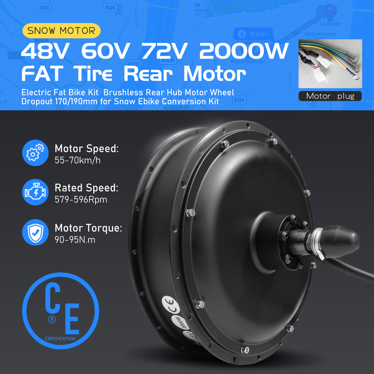 Motor de buje trasero sin esco - Fat Tire Ebike Conversion Kit 2000W reseña y precio